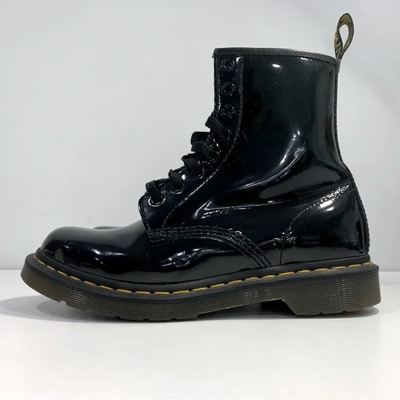 Dr Martens Doc Martens Air Wair Boots With Bouncing Soles Women’s 8 Black Patent - Picture 2 of 12